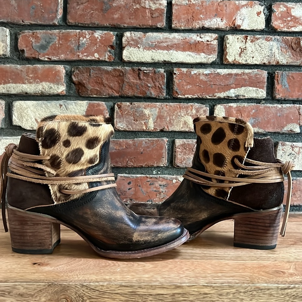 Freebird by Steven Brown Leather & Leopard Print Ankle Booties - Picture 6 of 9